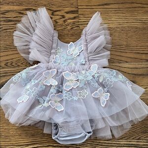 Charming Lilac Tulle Dress with Butterfly Details